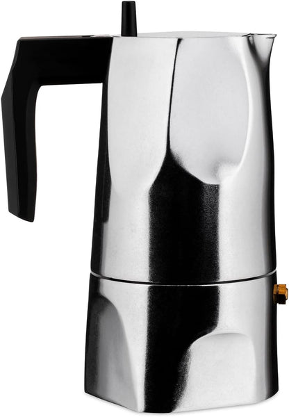 Alessi Ossidiana MT18/3 - Cafetera con diseño de estufa, aluminio fundido y resina termoplástica, 3 tazas