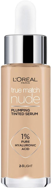 'Oréal Paris sérum rellenador con color y ácido hialurónico True Match, Tono 2-3 Light, 30ml