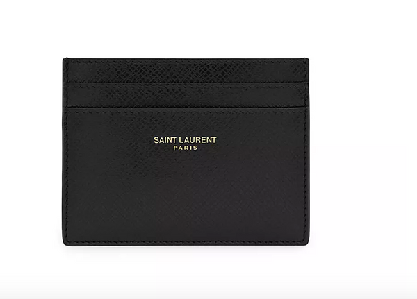 Saint Laurent Card Case In Coated Bark Leather