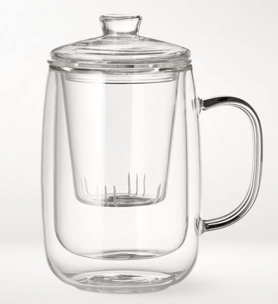 Double-Wall Glass Mug with Tea Strainer